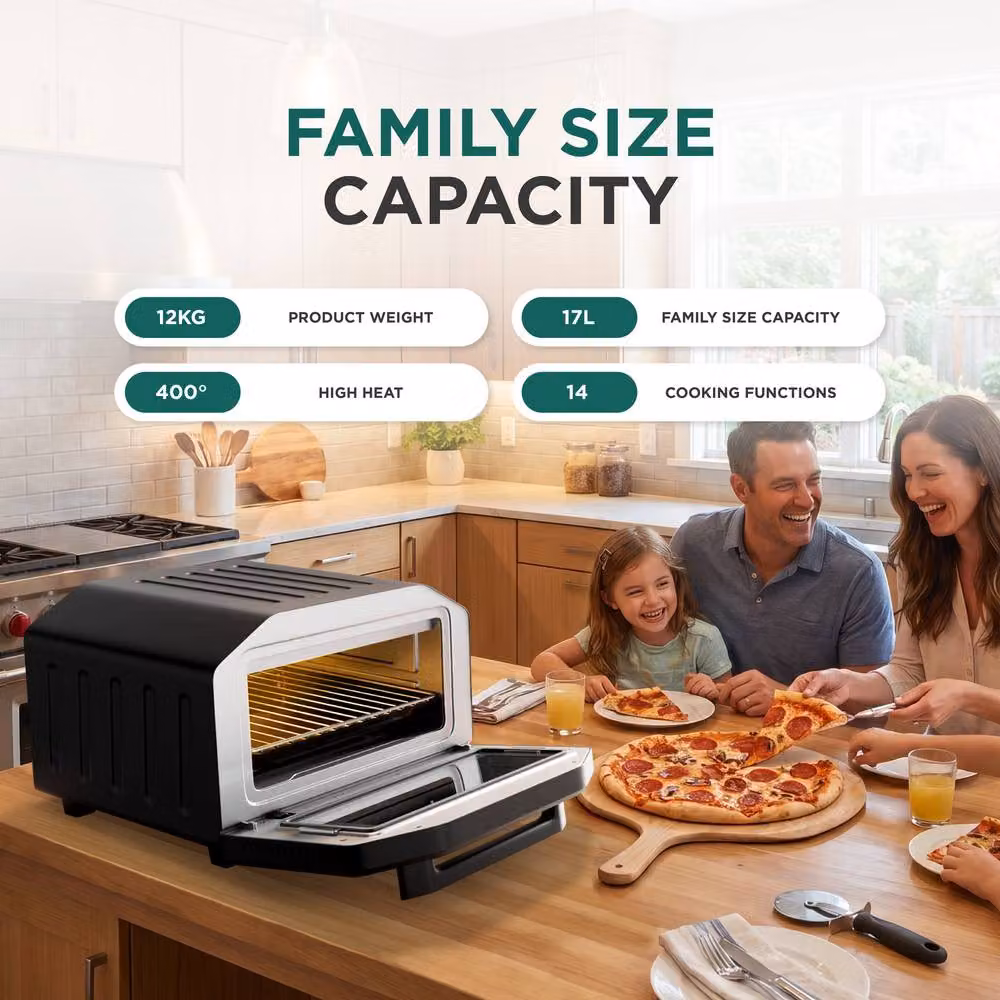 DMD Collective 17L Electric Pizza Oven and Air Fryer with Grill and Hot Air Functions, 400°C, Black – 4