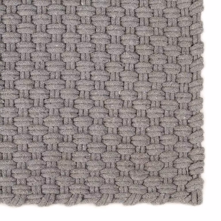 Berkfield Home Rectangular Woven Cotton Rug in Grey, W: 160 cm, L: 230 cm