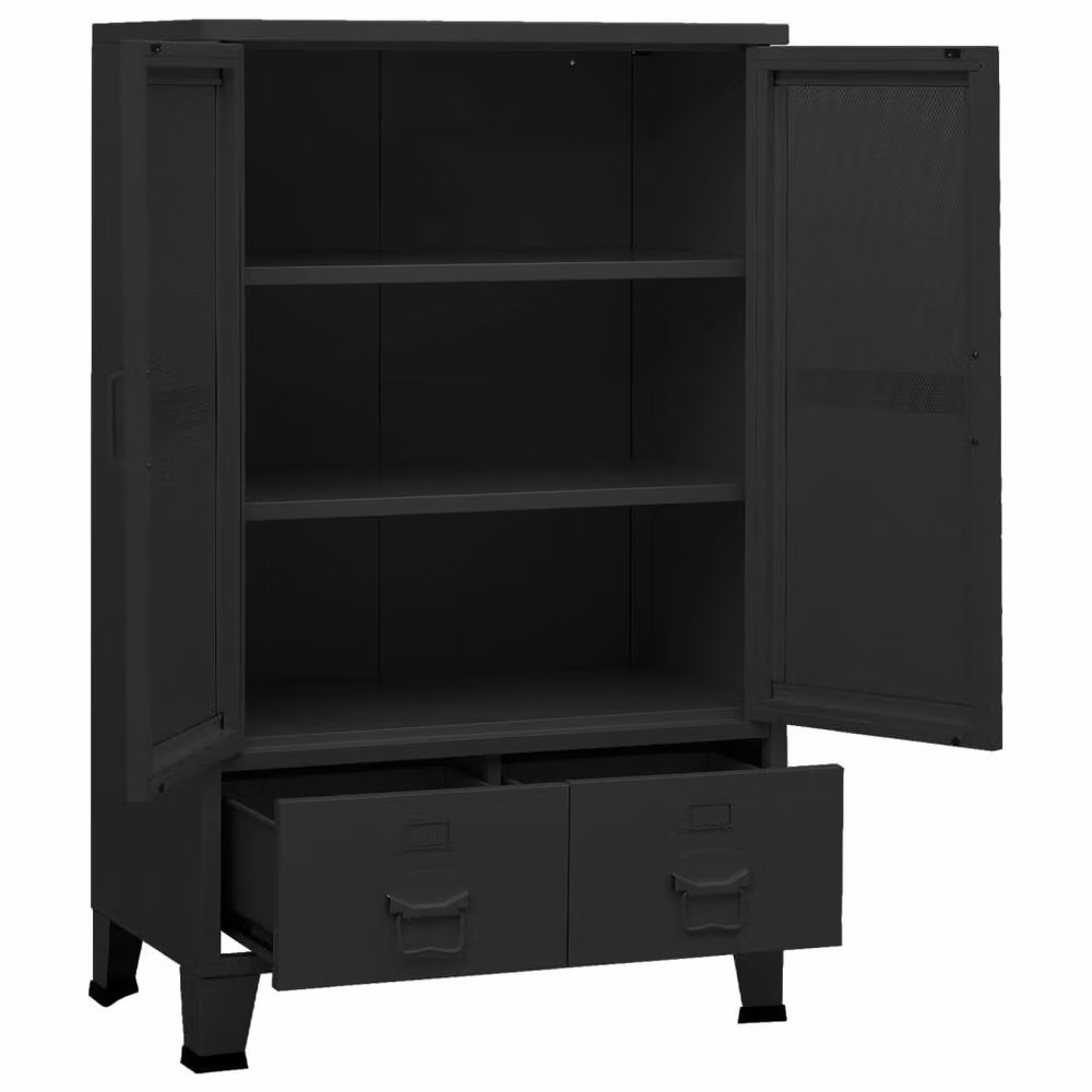 Berkfield Home Industrial Black Metal Storage Chest – 4