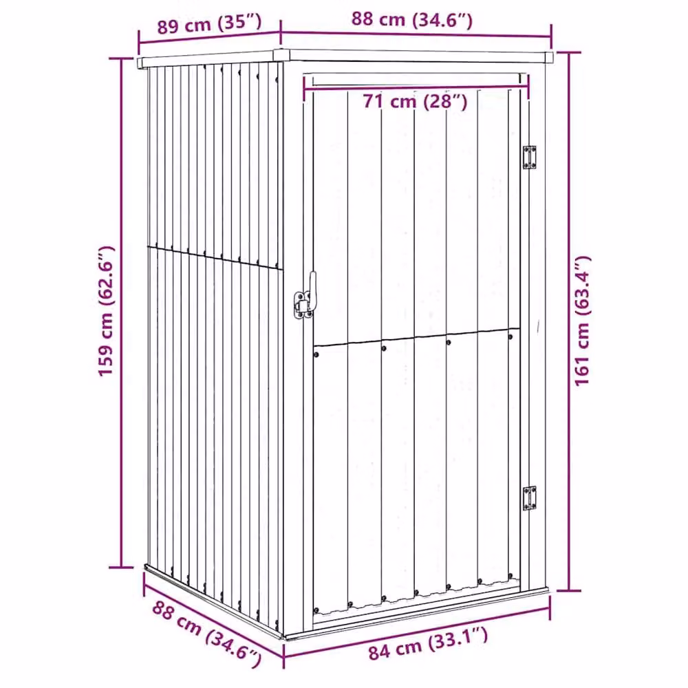 Berkfield Home Green Galvanised Steel Garden Tool Shed Tall Cabinet W/D/H: 88 x 89 x 161 cm – 6