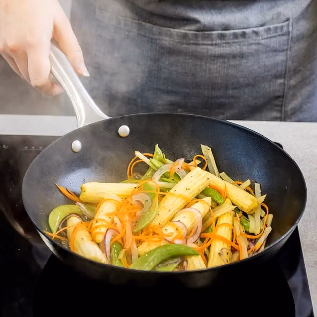 MasterClass Ceramic Carbon Steel Induction Ready Wok, 24.5 cm, Black or Grey