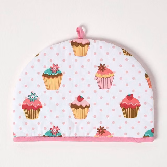 Homescapes Pink Cup Cakes Design Double Tea Cosy Teapot Warmer