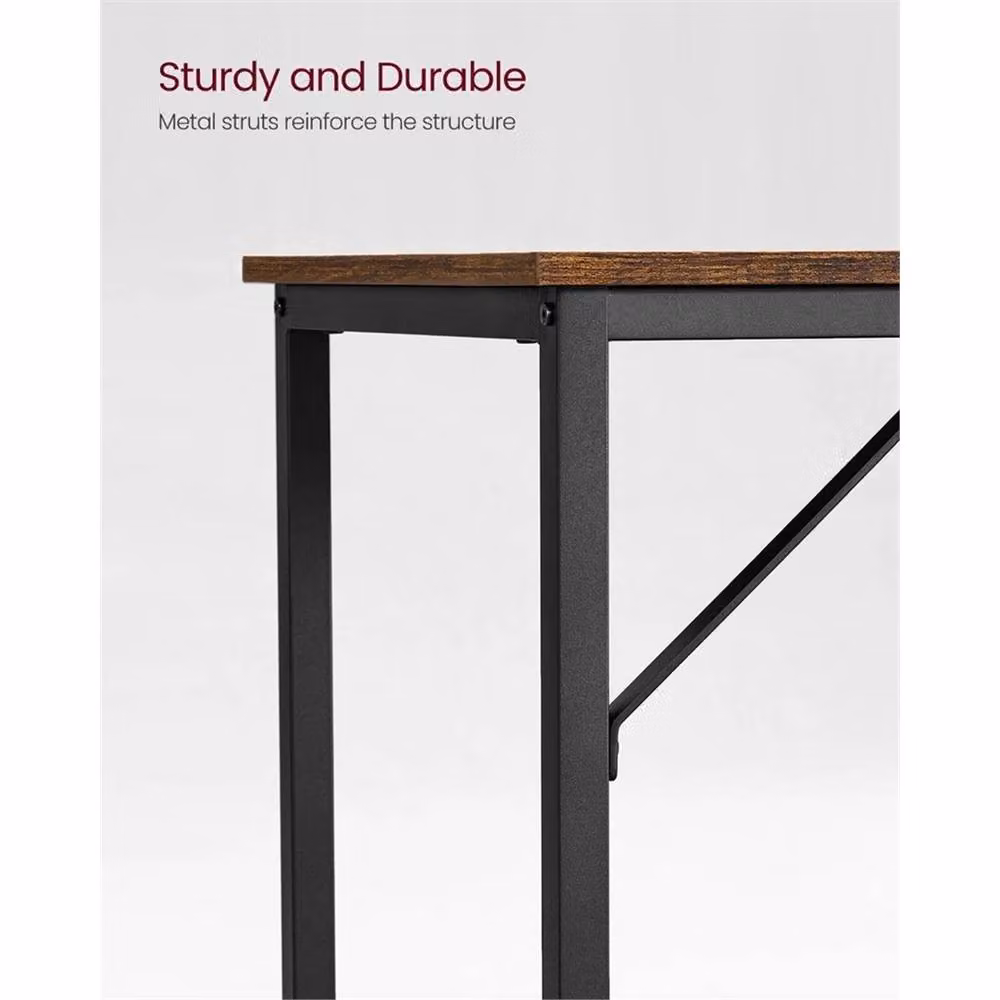 KORVIXA Brown and Black Industrial Computer Desk W/D/H: 100 x 50 x 75 cm – 2