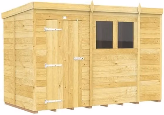 Buttercup Farm Brown Wood Pent Shed with Single Door and Windows, L302 x W147 x H201 cm