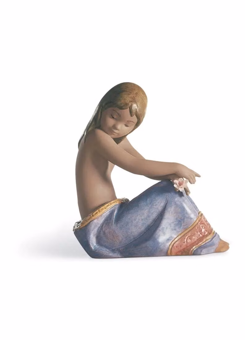 Lladró Island Beauty Girl Porcelain Figurine in Blue