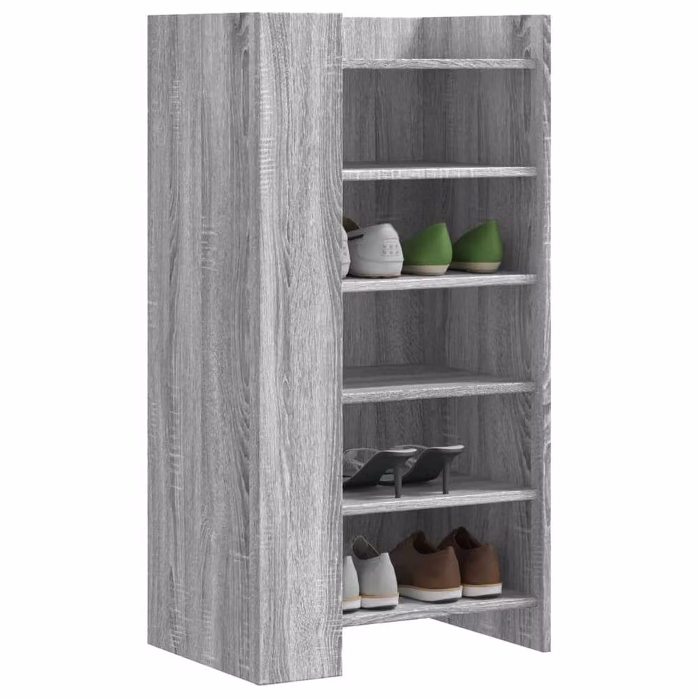 Berkfield Home Modern Grey Shoe Cabinet with Internal Shelves, W/D/H: 52 x 37.5 x 100 cm – 2