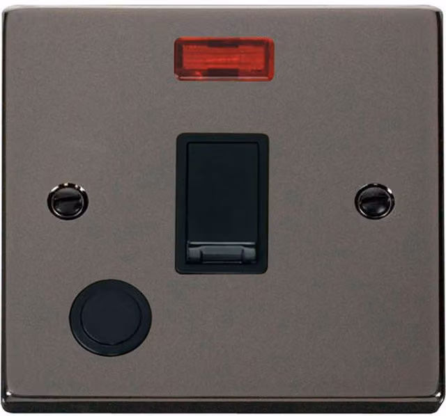 SE HOME 1 Gang 20A DP Flush Switch with Flex and Neon in Black Nickel and Silver