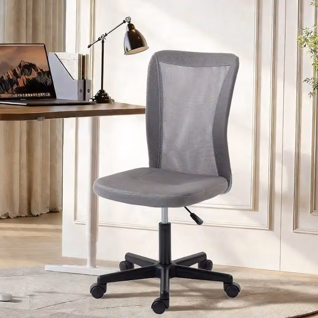 Vinsetto Grey Fabric Armless Swivel Task Chair for Home Office – 1
