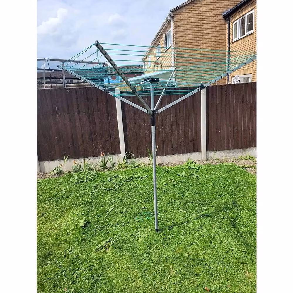FLAVORA 4 Arm Rotary Folding Washing Line Airer in Metallic Silver – 2
