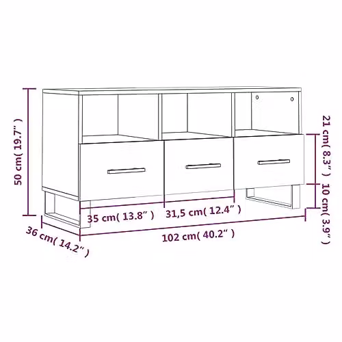 vidaXL Modern TV Cabinet in Black, Made of MDF and Metal – 3