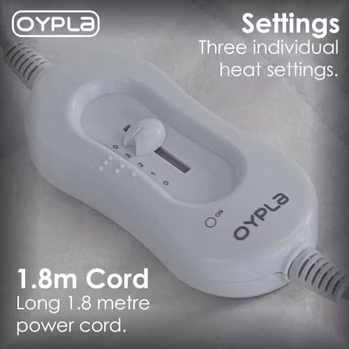 Oypla Single Machine Washable Heated Electric Blanket in White, W/D/H: 90 x 200 cm – 2