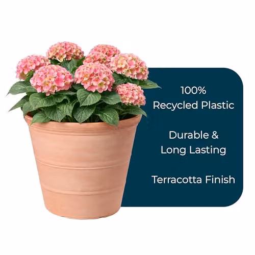Jack Stonehouse Rustic Terracotta Effect Round Planter in Brown and Orange, 47 cm Diameter, 41.5 l Capacity, Made from Recycled Plastic – 2