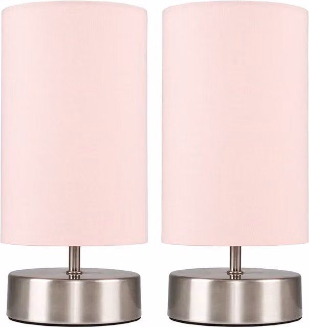 ValueLights Francis Touch Table Lamps - Set of 2 - Pink and White