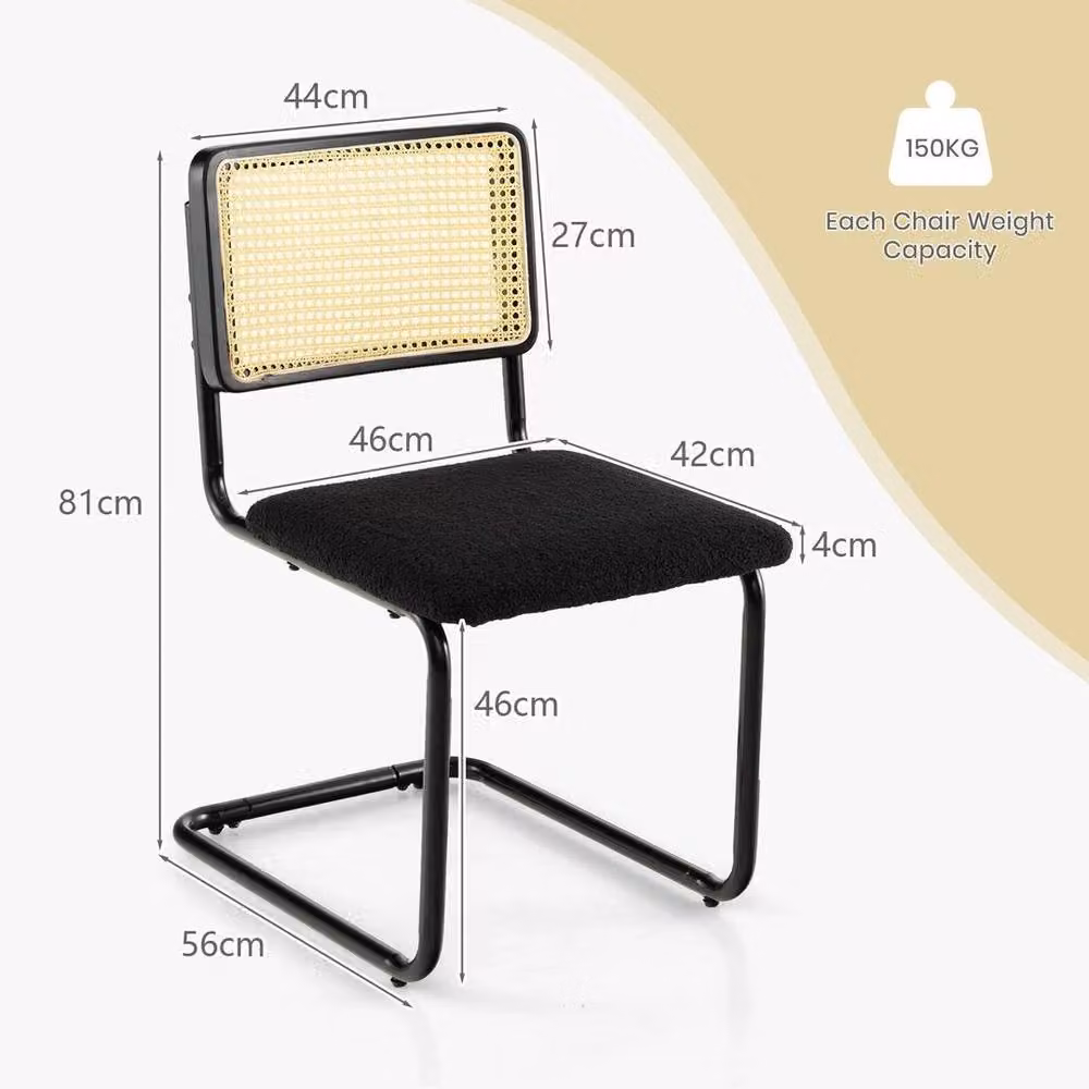 EONLION Set of 2 Modern Upholstered Rattan Bar Stools in Black – 2