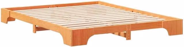 Berkfield Home Floor Bed Frame with Lift Up Storage in Brown Solid Pine Wood W: 160 cm, D: 220 cm – 1