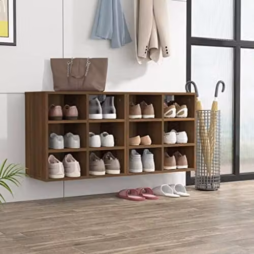 vidaXL Set of 2 Modern Wall-Mounted Shoe Cabinets in Brown, W/D/H: 52.5 x 30 x 50 cm – 1