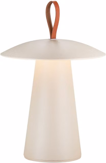 Nordlux Ara Rechargeable Portable LED Outdoor Tabletop Light in Beige Metal with IP54 Rating and 3000k Warm White Light – 1