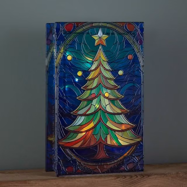 Samuel ALEXANDER Multicolour Stained Glass Christmas Tree Decoration with LEDs, Height: 21 cm