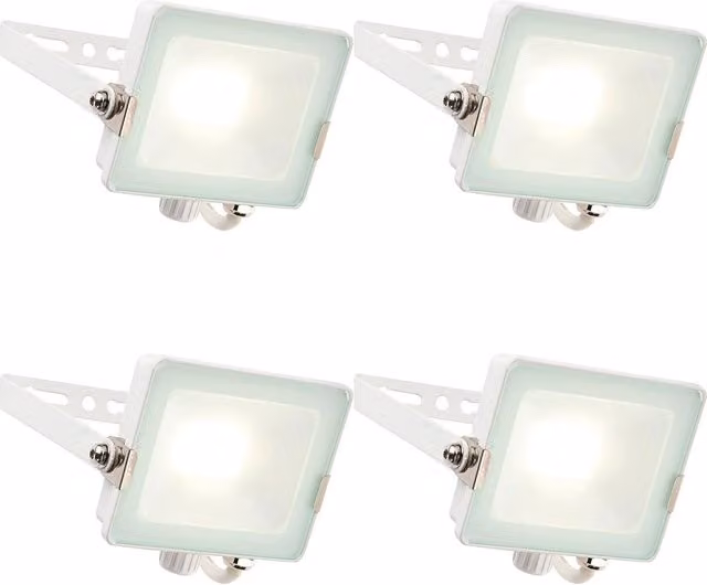 Loops 4 Pack Outdoor Waterproof LED Floodlight, 20W Cool White, Matt White