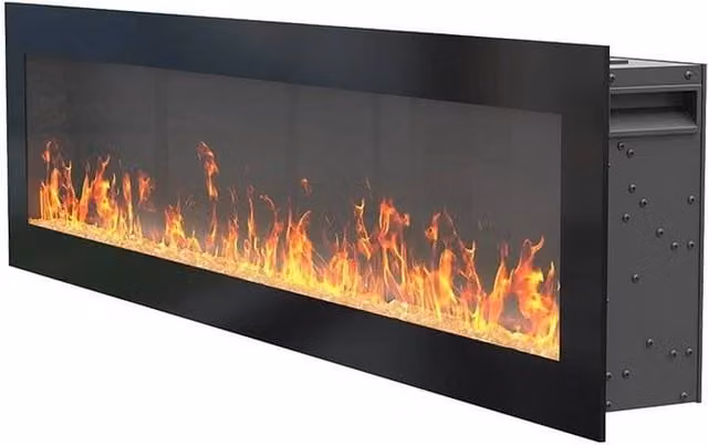 FORGEVIO 50 inch Black Glass Electric Fire Media Wall Fireplace – 1