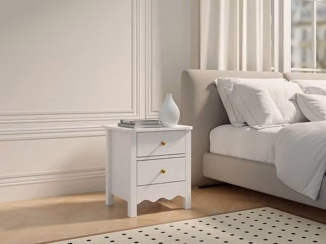 Vente-unique ILIZANA Bedside Table with 2 Drawers, White – 1