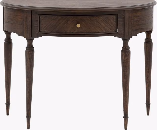 Perch & Parrow Chateau Demi Lune Round Coffee Table in Brown Wood