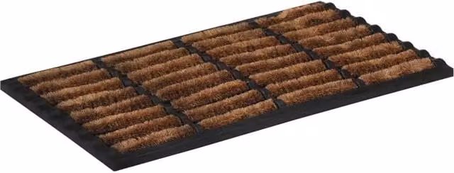 Berkfield Home Rectangular Striped Door Mat in Brown, Rubber and Coir, W: 45 cm, D: 75 cm