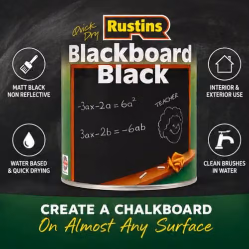 Rustins Matt Black Water Based Blackboard Paint, 1 l – 2