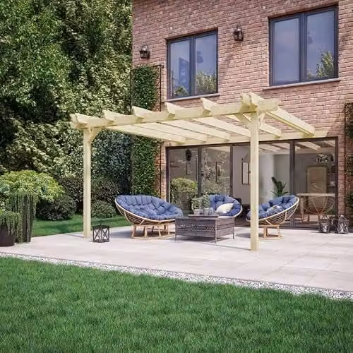 Buttercup Farm Wall Mounted Double Garden Pergola in Wood, Light Green, W: 240 cm, D: 240 cm, H: 270 cm – 1