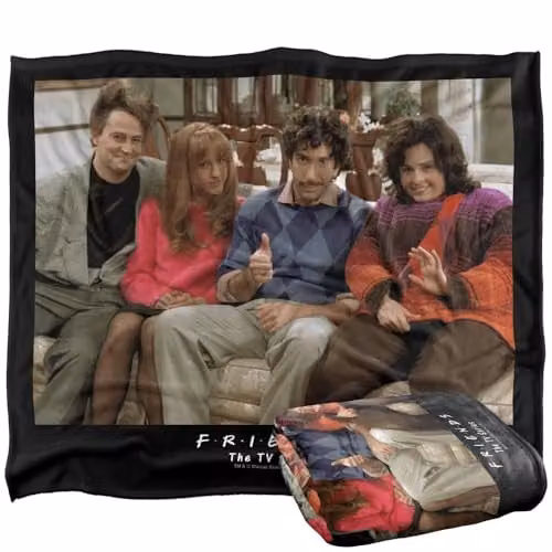 Warner Bros. Friends Throwback Super Soft Silky Touch Fleece Throw Blanket, Multicolour, W: 152.4 cm x L: 152 cm