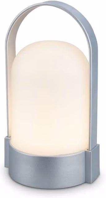 Briloner Wireless Rechargeable LED Table Lamp in Matte Chrome, IP44 Dimmable Touch Light, H x W x D: 15.5 x 9 x 8 cm