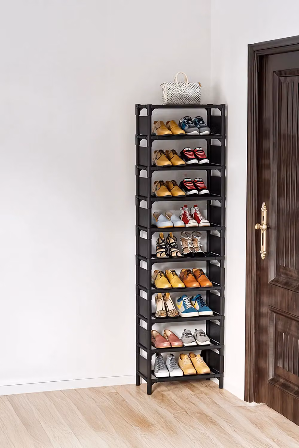 Living and Home 10-Tier Freestanding Metal Shoe Rack in Matt Black – 2