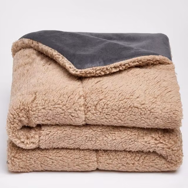 Brentfords Grey Fluffy Fleece Throw, Width: 110 cm