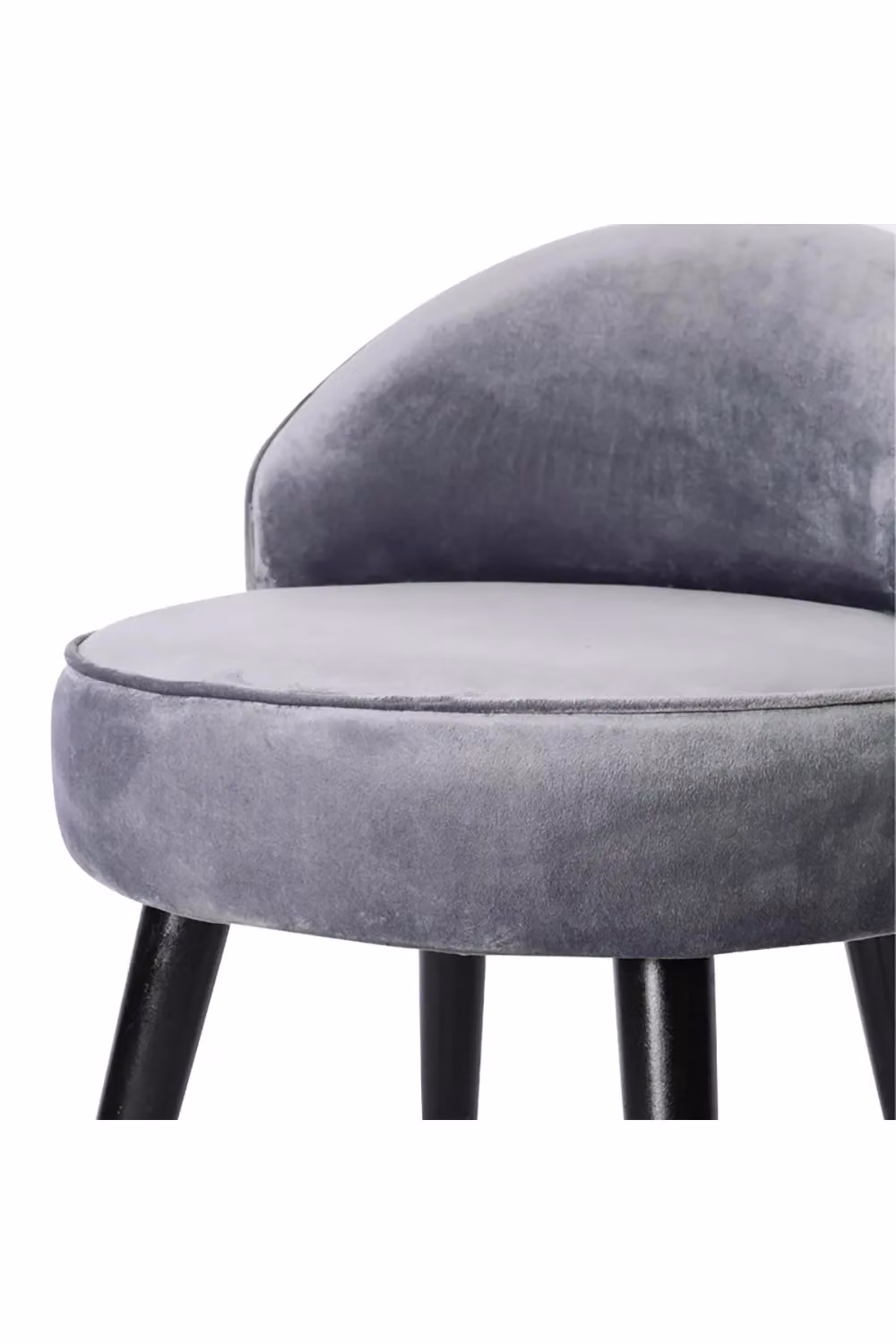 Living and Home Grey Velvet Low Back Dressing Footstool with Rubberwood Legs – 4