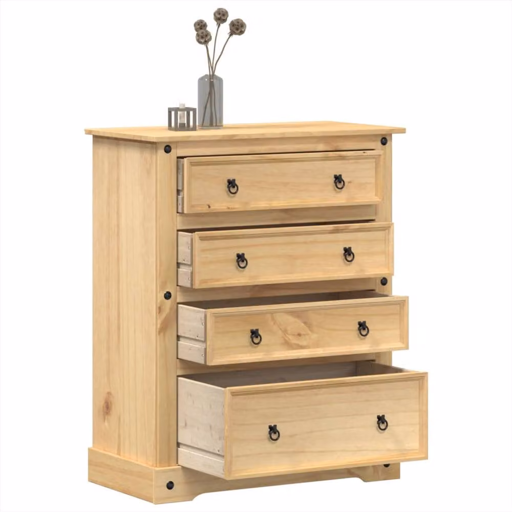 Berkfield Home Beautiful Corona Chest of Drawers in Light Brown Solid Pine W/D/H: 92 x 48 x 120 cm – 2