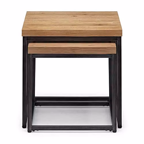 Julian Bowen Brooklyn Industrial Oak and Metal Nest of Tables – 3