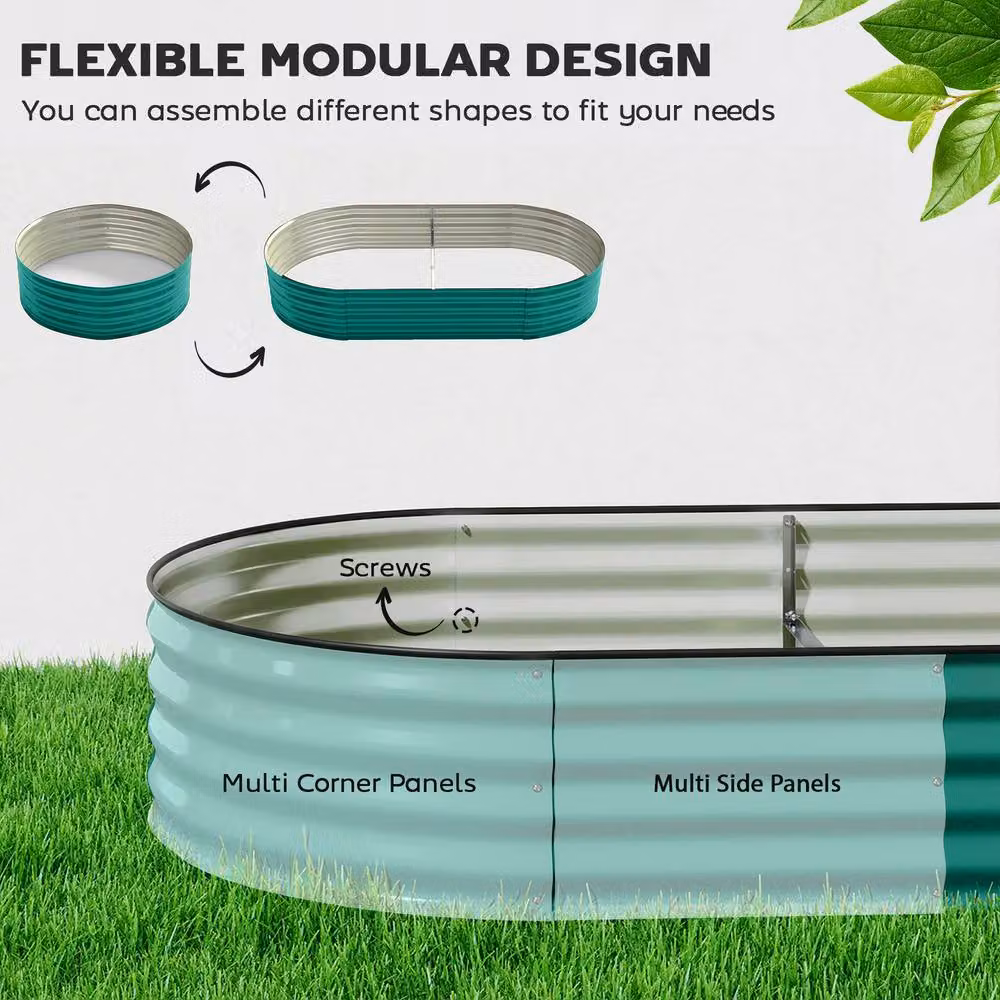 OUTSUNNY Galvanised Steel Raised Garden Bed Planter Box in Petrol, W/D/H: 180 x 90 x 30 cm – 4