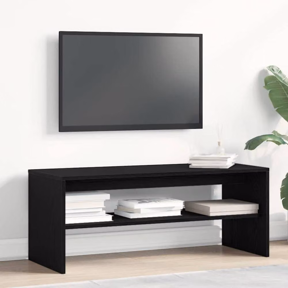 Berkfield Home Black Oak TV Cabinet in Matt MDF, W/D/H: 100 x 40 x 40 cm – 2