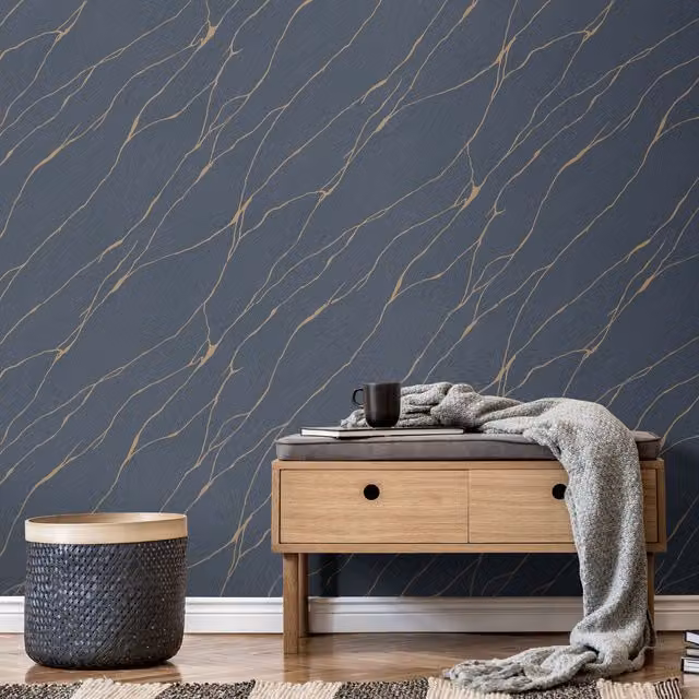 Erismann Calore Marble Abstract Wallpaper in Blue