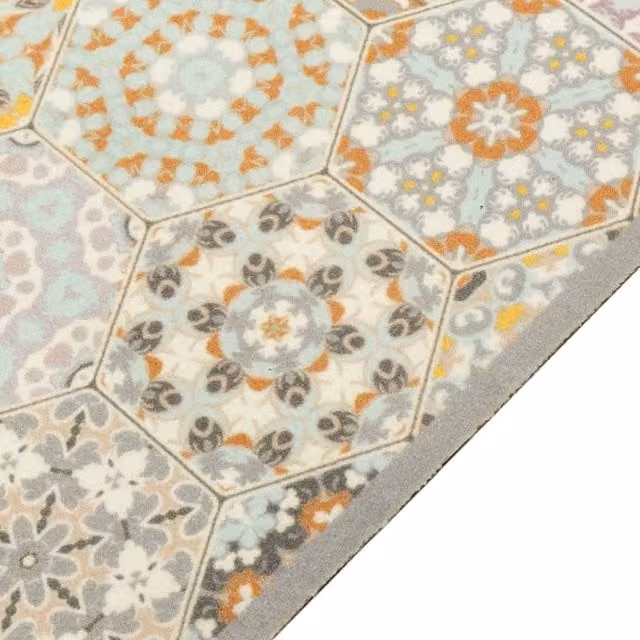 Berkfield Home Washable Geometric Kitchen Rug in Multicolour Velvet, W: 60 cm, L: 300 cm