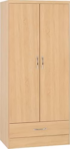 Seconique Nevada 2 Door 1 Drawer Wardrobe in Oak Effect