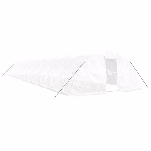 vidaXL Greenhouse with Steel Frame in White, 100 m2, W: 20 m, D: 5 m, H: 2.3 m