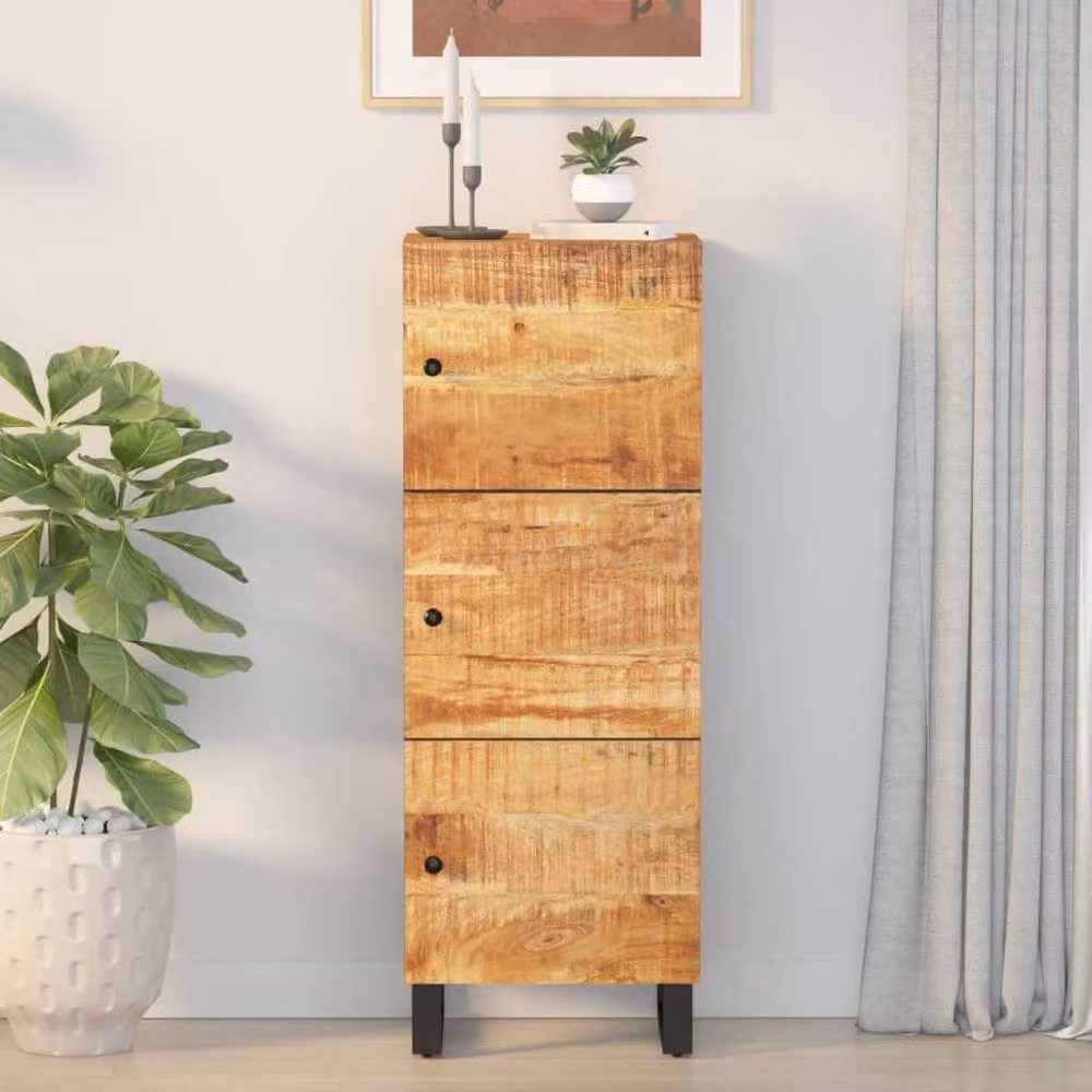 Berkfield Home Industrial Highboard with 3 Hinged Doors, Brown Mango Wood and Iron, W/D/H: 40 x 33 x 110 cm – 2