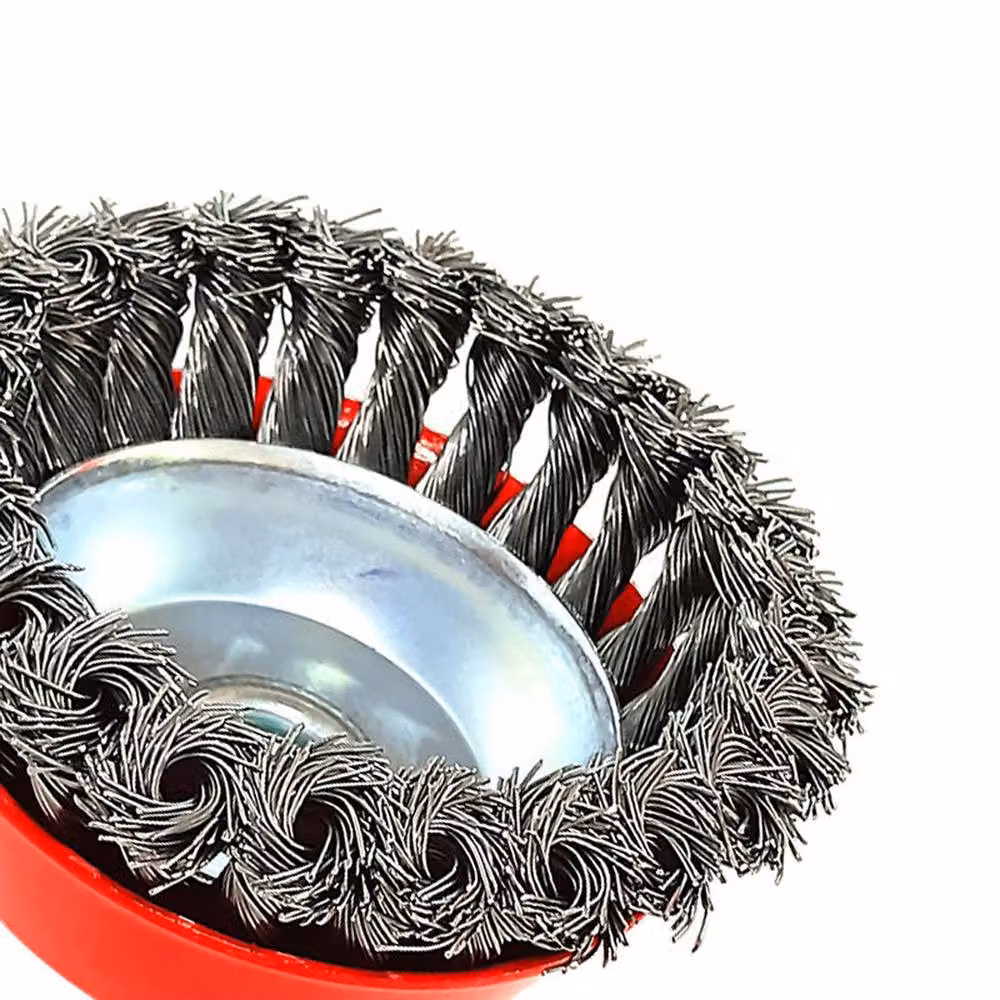 Ventryn 8-Piece Twist Knot Wire Cup Brush Set for M14 Angle Grinders in Red and Multicolour – 4