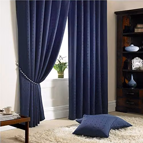 Tony's Textiles Madison Navy Blue Pencil Pleat Tape Top Curtains, W: 229 cm, H: 183 cm – 7