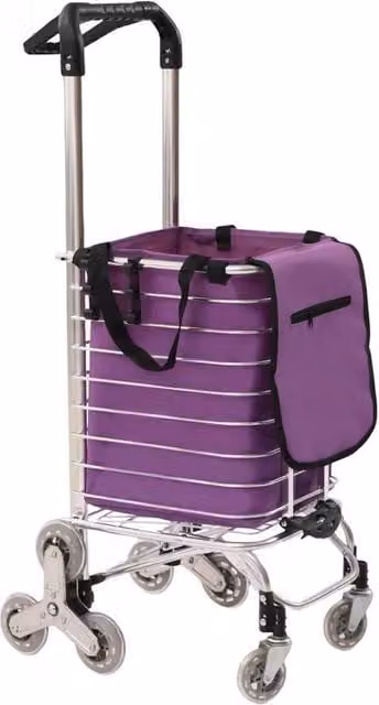 Kelvenix Folding Shopping Trolley Cart in Purple