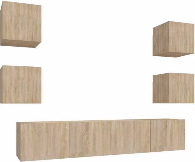 Berkfield Home 6 Piece Sonoma Oak TV Cabinet Set in Light Brown