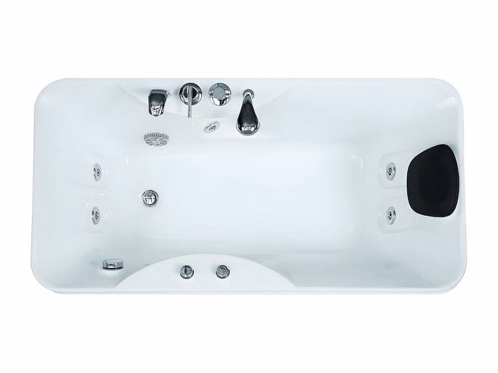Vente-unique Whirlpool Left-Hand Corner Bath in White, W/D/H: 150 x 75 x 54.5 cm – 2