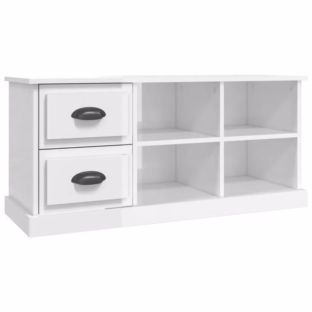 Berkfield Home Modern TV Cabinet in High Gloss White, W/D/H: 102 x 35.5 x 47.5 cm – 2