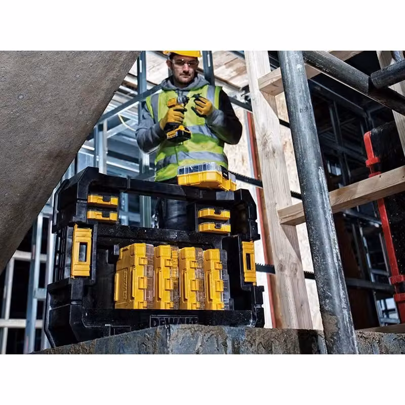 DeWalt Tstak Stackable Plastic Caddy in Black and Multicolour – 3
